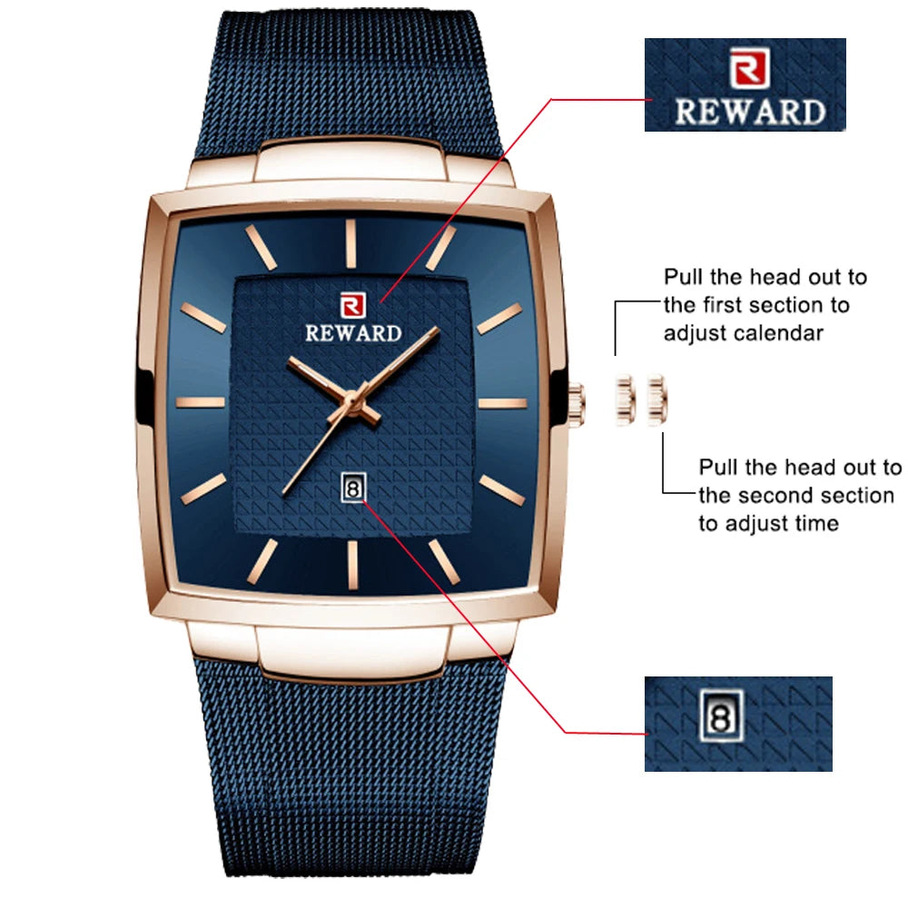 Fashion Blue Men'S Watches 2023 New Top Luxury Brand Watch Men Business Waterproof Stainless Steel Quartz Wristwatch