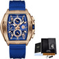 Business Watch for Men Fashion Silicone Square Watch Men Casual Sport Waterproof Chronograph Quartz Clock Male Reloj Hombre