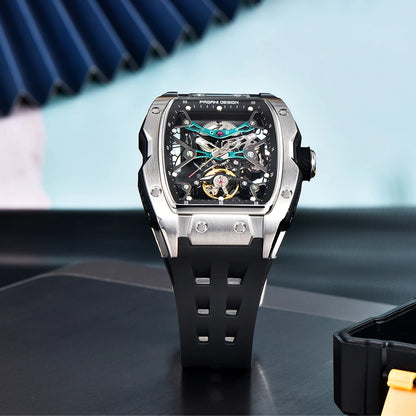 2025 New  42MM Tonneau Men Mechanical Watch Luxury Sapphire Glass Automatic Watch 50M Waterproof Skeleton Watch Men