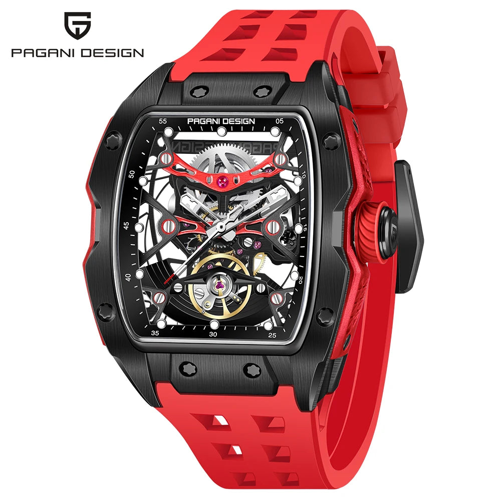 2025 New  42MM Tonneau Men Mechanical Watch Luxury Sapphire Glass Automatic Watch 50M Waterproof Skeleton Watch Men