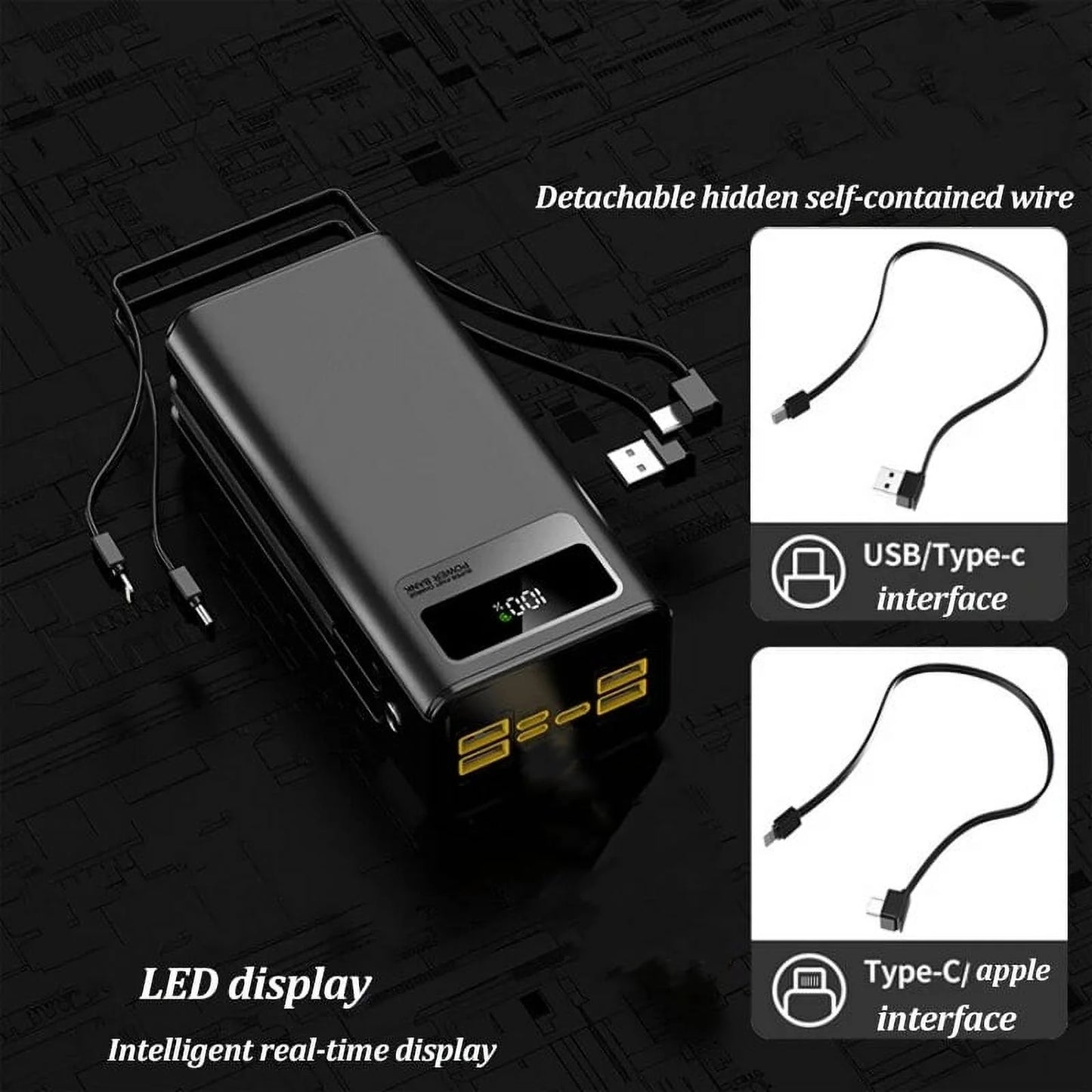 Finew Portable Charger 60000 Mah 120W Super Fast Charger Outdoor Camping Live Power Bank, Power Station LED Display External Battery Pack, Compatible with All Smartphones