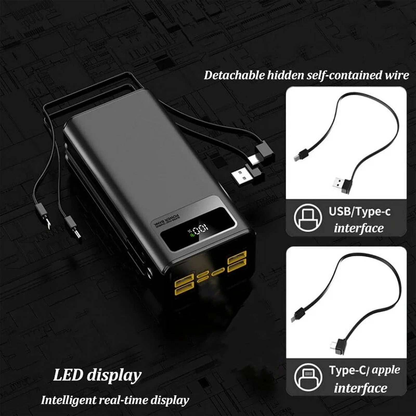 Finew Portable Charger 60000 Mah 120W Super Fast Charger Outdoor Camping Live Power Bank, Power Station LED Display External Battery Pack, Compatible with All Smartphones