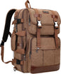 Canvas Travel Backpack for Men Women Expandable Large Carry on Duffel Bag Backpack for Airplane Fit 17 Inch Laptop (A6617-3 Brown)