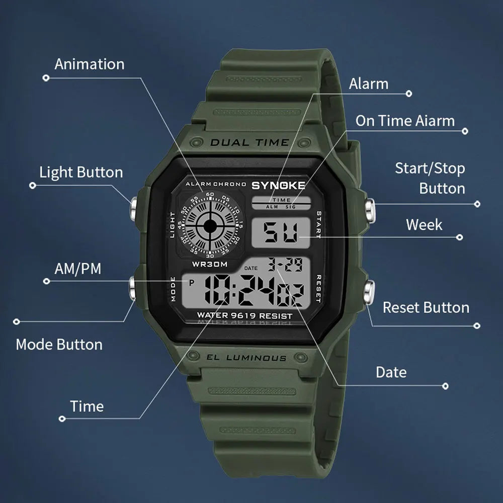 Outdoor Sport Watch Men  Brand Multifunction Watches Alarm Clock Chrono Waterproof Digital Watch Reloj Hombre