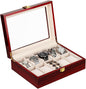 Watch Box, 10 Slots Wooden Watch Case with Removable Watch Pillow, Metal Clasp Watch Display, Watch Box Organizer for Men and Women