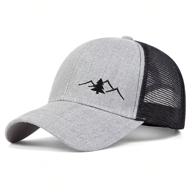 Unisex Casual Baseball Cap Sports Snapback Hat Mountain Embroidery Hip Hop Hats Summer Breathable Mesh Caps Gorras