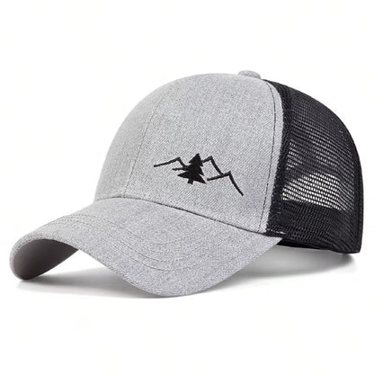 Unisex Casual Baseball Cap Sports Snapback Hat Mountain Embroidery Hip Hop Hats Summer Breathable Mesh Caps Gorras