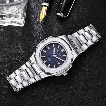 2024 New Luxury Watch Business Waterproof Male Clock Luminous Date Stainless Steel Square Quartz Watch Men Watch Reloj Hombre