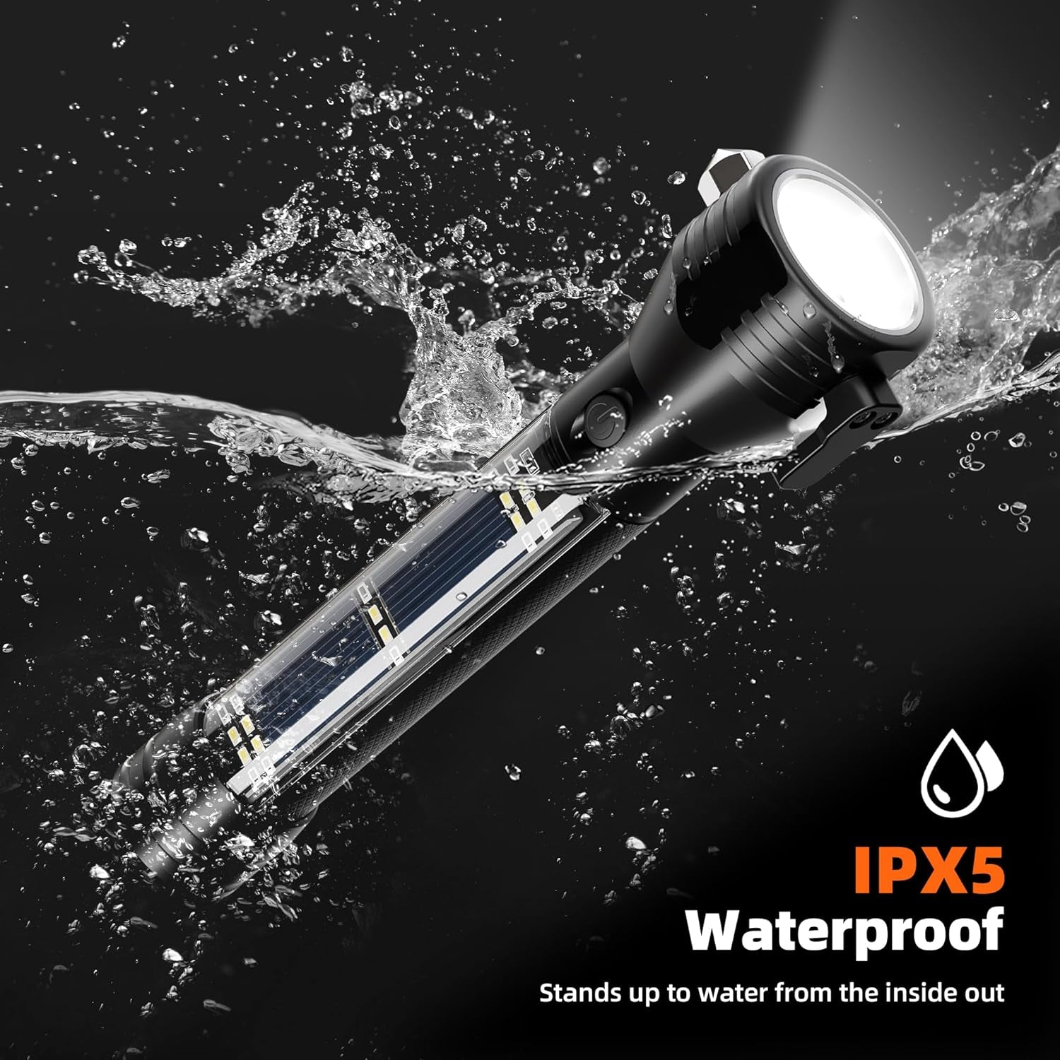 Solar/Rechargeable LED Flashlight, Multi Function Ultra Bright Flashlight, Emergency Strobe Light, USB-C Rechargeable, Survival Gear and Supplies, 5 Modes for Outdoor, Camping, Hiking, 2 Pack