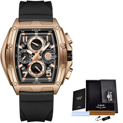 Business Watch for Men Fashion Silicone Square Watch Men Casual Sport Waterproof Chronograph Quartz Clock Male Reloj Hombre