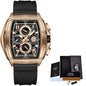 Business Watch for Men Fashion Silicone Square Watch Men Casual Sport Waterproof Chronograph Quartz Clock Male Reloj Hombre