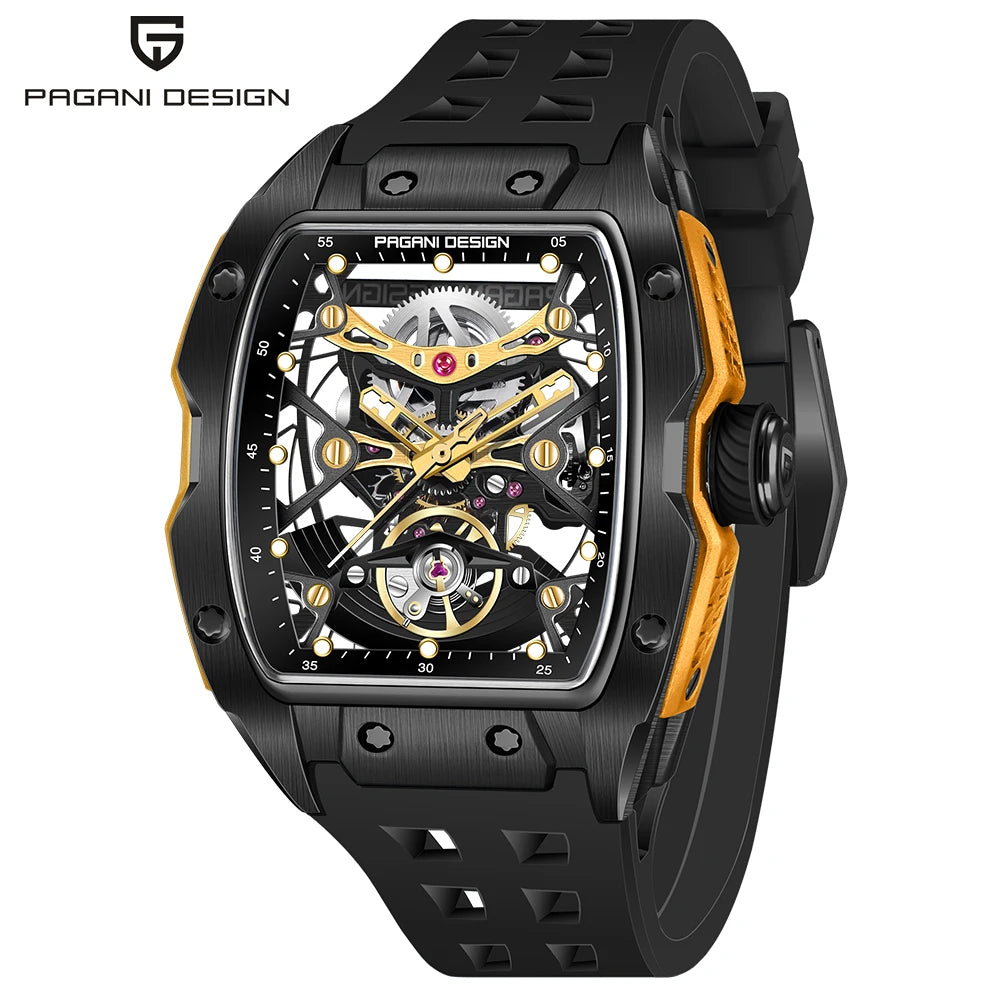 2025 New  42MM Tonneau Men Mechanical Watch Luxury Sapphire Glass Automatic Watch 50M Waterproof Skeleton Watch Men