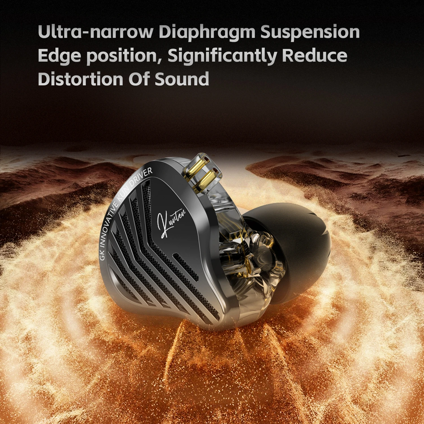 GK KUNTEN Dynamic Drive Headphones HIFI Heavy Bass Earbuds Sports Metal Headphones Detachable Headphones 2PIN KZ Zenith EDX