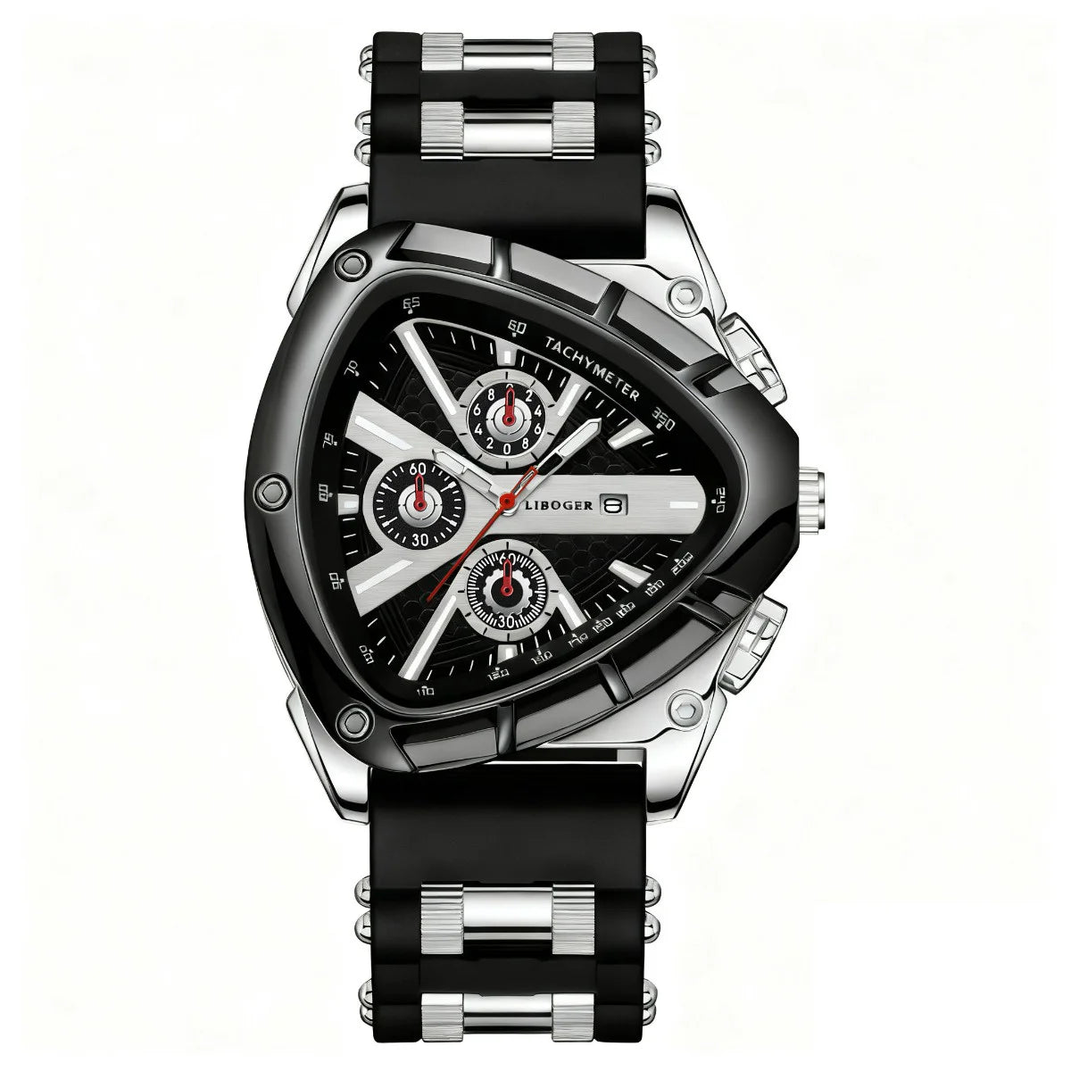 Luxury Men Watch Silicone Band Triangle Dial Unique Watch Date Watch, Quartz Watch |Business Watch