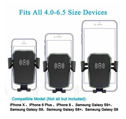 Qi Wireless Fast Charging Car Charger Mount Holder Stand 2 in 1 for Cell Phone