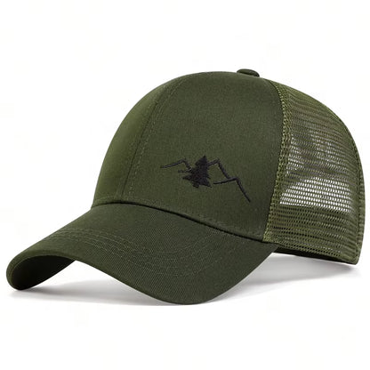 Unisex Casual Baseball Cap Sports Snapback Hat Mountain Embroidery Hip Hop Hats Summer Breathable Mesh Caps Gorras