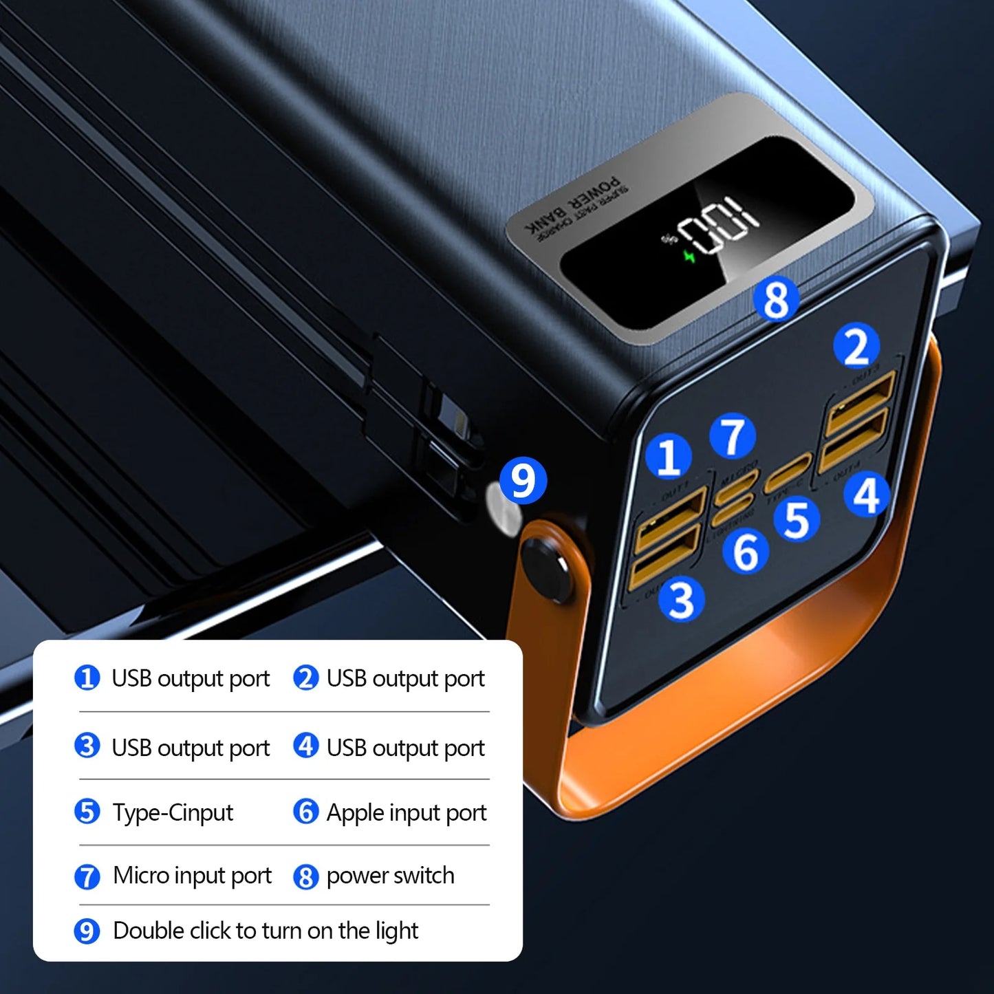 Finew Portable Charger 60000 Mah 120W Super Fast Charger Outdoor Camping Live Power Bank, Power Station LED Display External Battery Pack, Compatible with All Smartphones