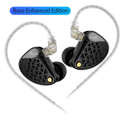 AM16 Wired In-Ear Headphones 16Ba Balanced Armature High Fidelity Monitor Bass Noise Cancelling Headphones Sport Headphones