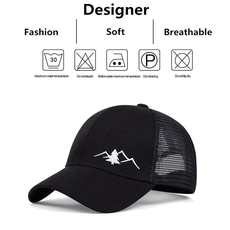Unisex Casual Baseball Cap Sports Snapback Hat Mountain Embroidery Hip Hop Hats Summer Breathable Mesh Caps Gorras