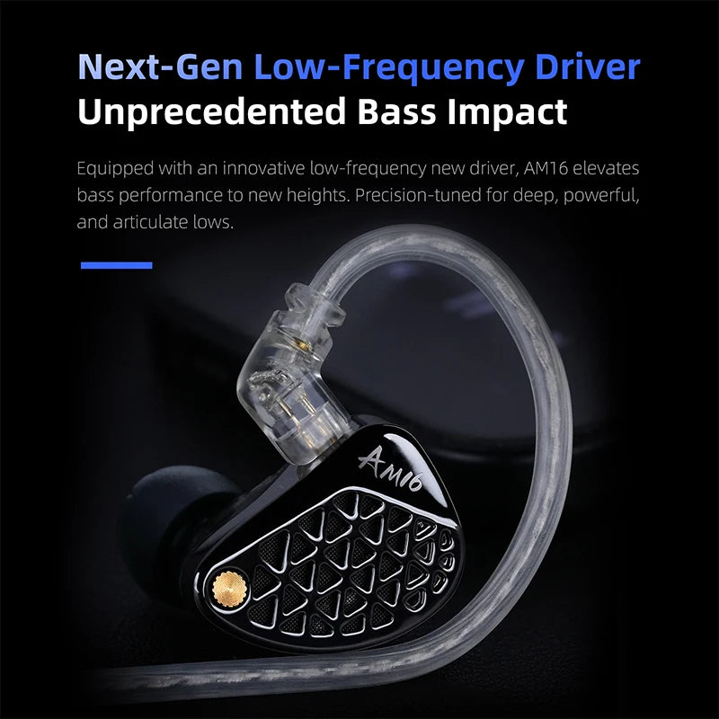 AM16 Wired In-Ear Headphones 16Ba Balanced Armature High Fidelity Monitor Bass Noise Cancelling Headphones Sport Headphones