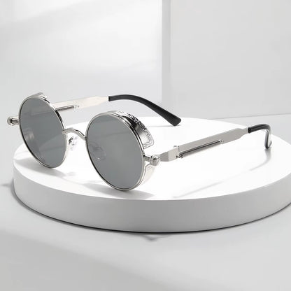 Metal Steam Punk Style Sun Glasses Steampunk Fashion Men Retro round Sunglasses