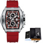 Business Watch for Men Fashion Silicone Square Watch Men Casual Sport Waterproof Chronograph Quartz Clock Male Reloj Hombre