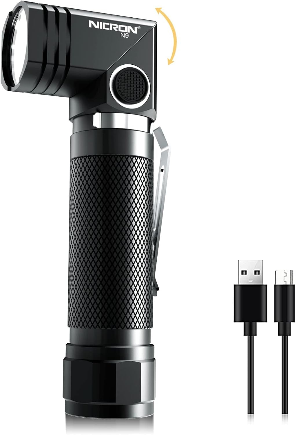 Flashlights,Rechargeable Magnetic Flashlight Super Bright 1000 Lumens 6 Modes Led Flashlight for Camping,Garage Work, 90°Twist EDC Pocket Tactical Flashlight IP65 Waterproof N9