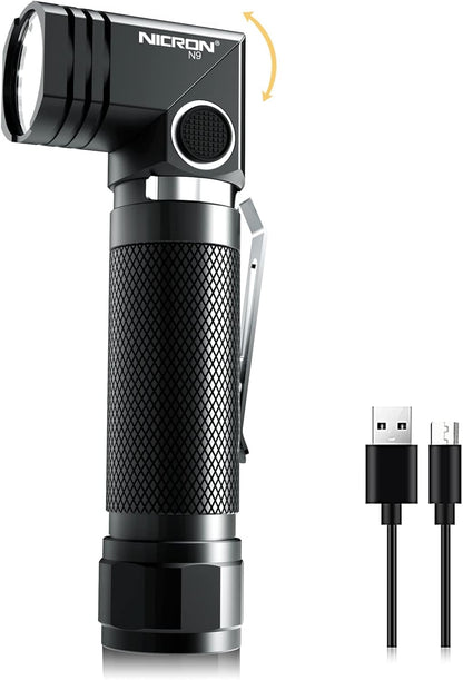 Flashlights,Rechargeable Magnetic Flashlight Super Bright 1000 Lumens 6 Modes Led Flashlight for Camping,Garage Work, 90°Twist EDC Pocket Tactical Flashlight IP65 Waterproof N9