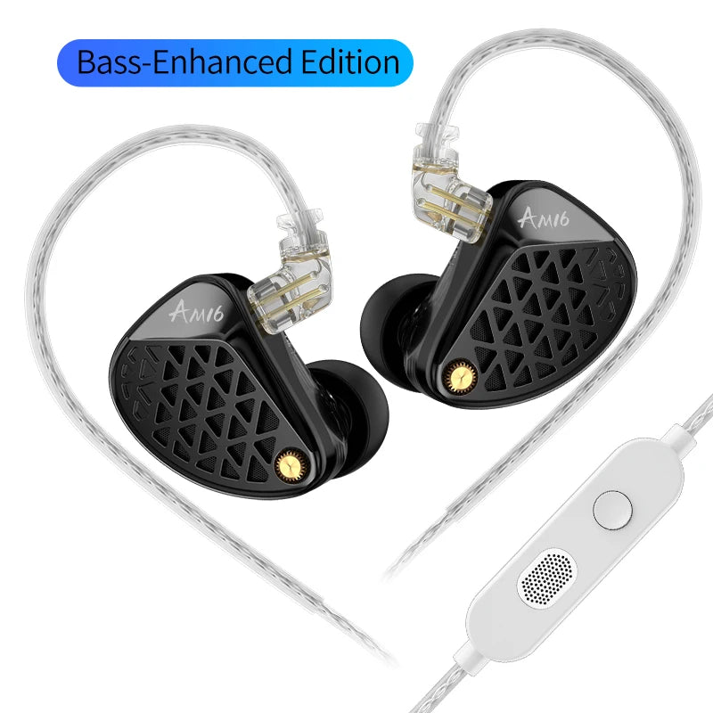 AM16 Wired In-Ear Headphones 16Ba Balanced Armature High Fidelity Monitor Bass Noise Cancelling Headphones Sport Headphones
