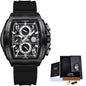 Business Watch for Men Fashion Silicone Square Watch Men Casual Sport Waterproof Chronograph Quartz Clock Male Reloj Hombre