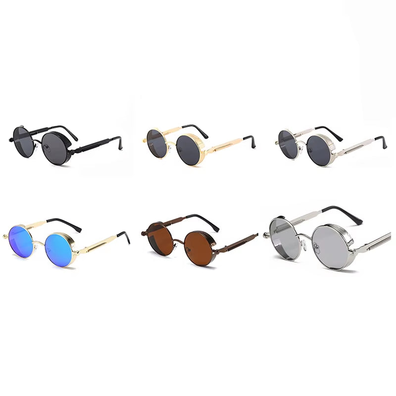 Metal Steam Punk Style Sun Glasses Steampunk Fashion Men Retro round Sunglasses